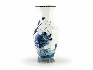 Bình Hoa Minh Long - Lục Giác Sen Vàng Nền Vàng 40cm