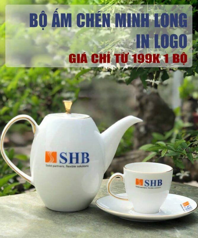 ấm chén minh long in logo